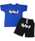 Kids RAW Drip White Chenille Crew Neck and Cotton Shorts Set
