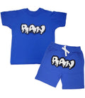 Kids RAW Drip White Chenille Crew Neck and Cotton Shorts Set
