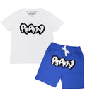 Kids RAW Drip White Chenille Crew Neck and Cotton Shorts Set