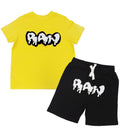 Kids RAW Drip White Chenille Crew Neck and Cotton Shorts Set