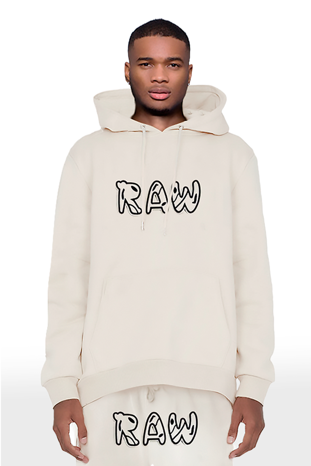 Men 003 RAW Black/White 3D Embroidery Hoodie