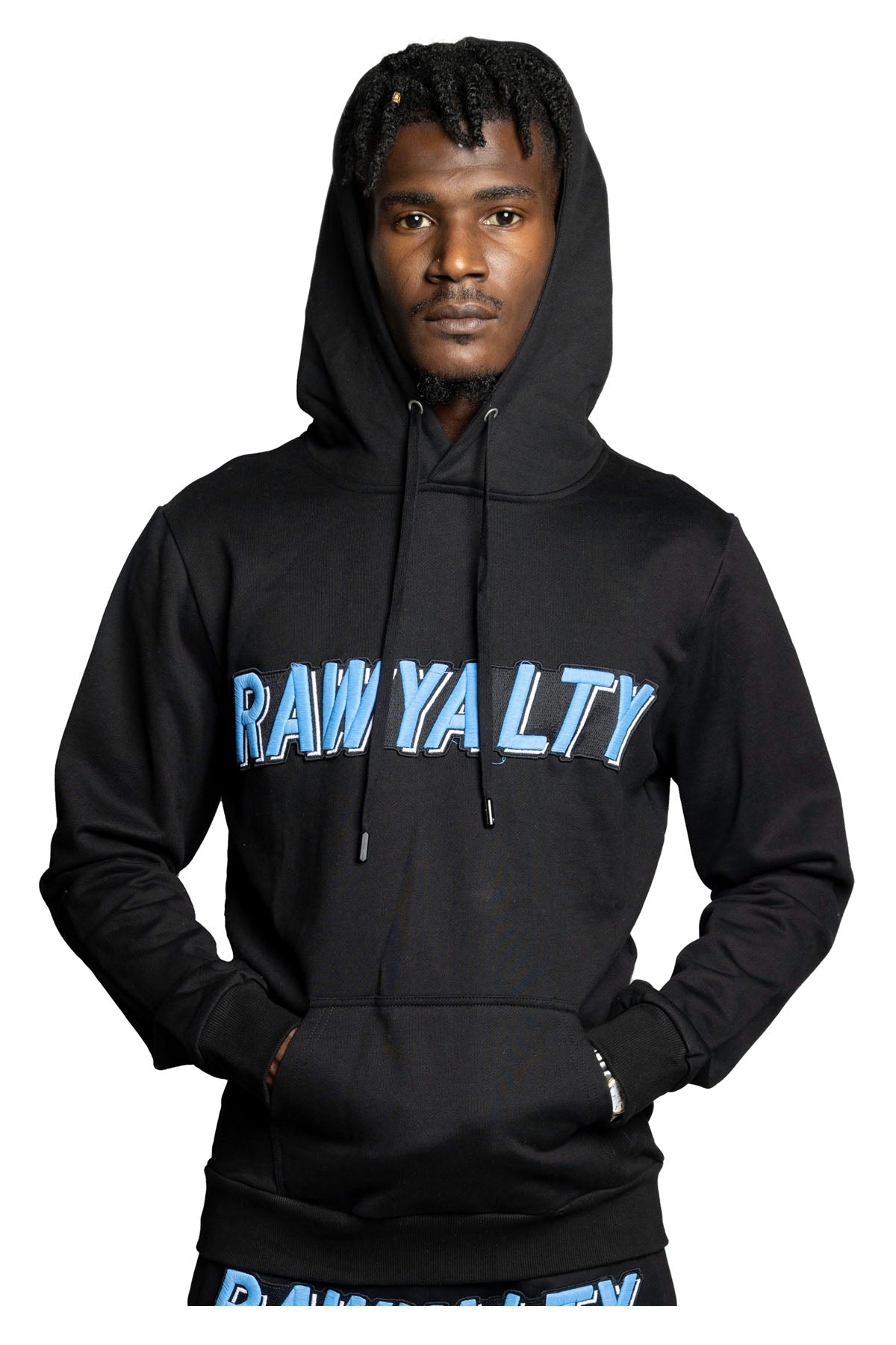 Men 004 RAWYALTY Carolina Blue 3D Embroidery Hoodie