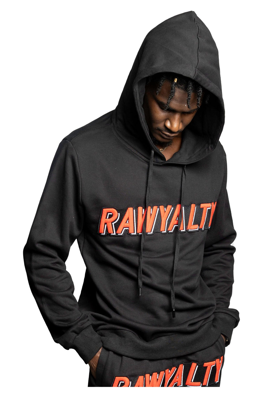 Men 004 RAWYALTY Red 3D Embroidery Hoodie