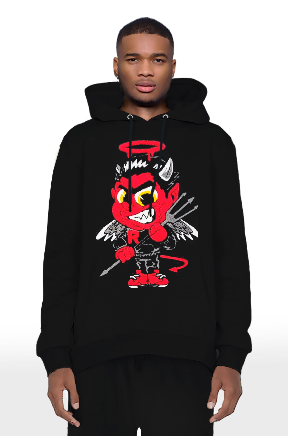 Men Baby Devil RAW Drip Red Chenille Hoodie
