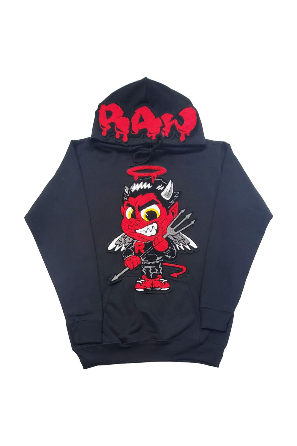 Men Baby Devil RAW Drip Red Chenille Hoodie