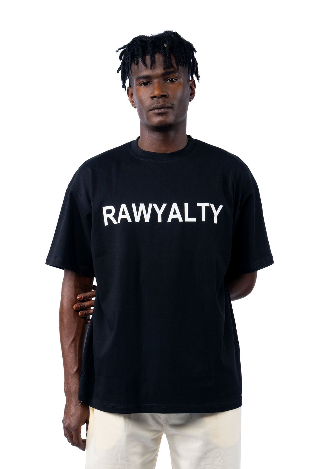Men 007 RAWYALTY White Rubberized Oversize T-Shirt