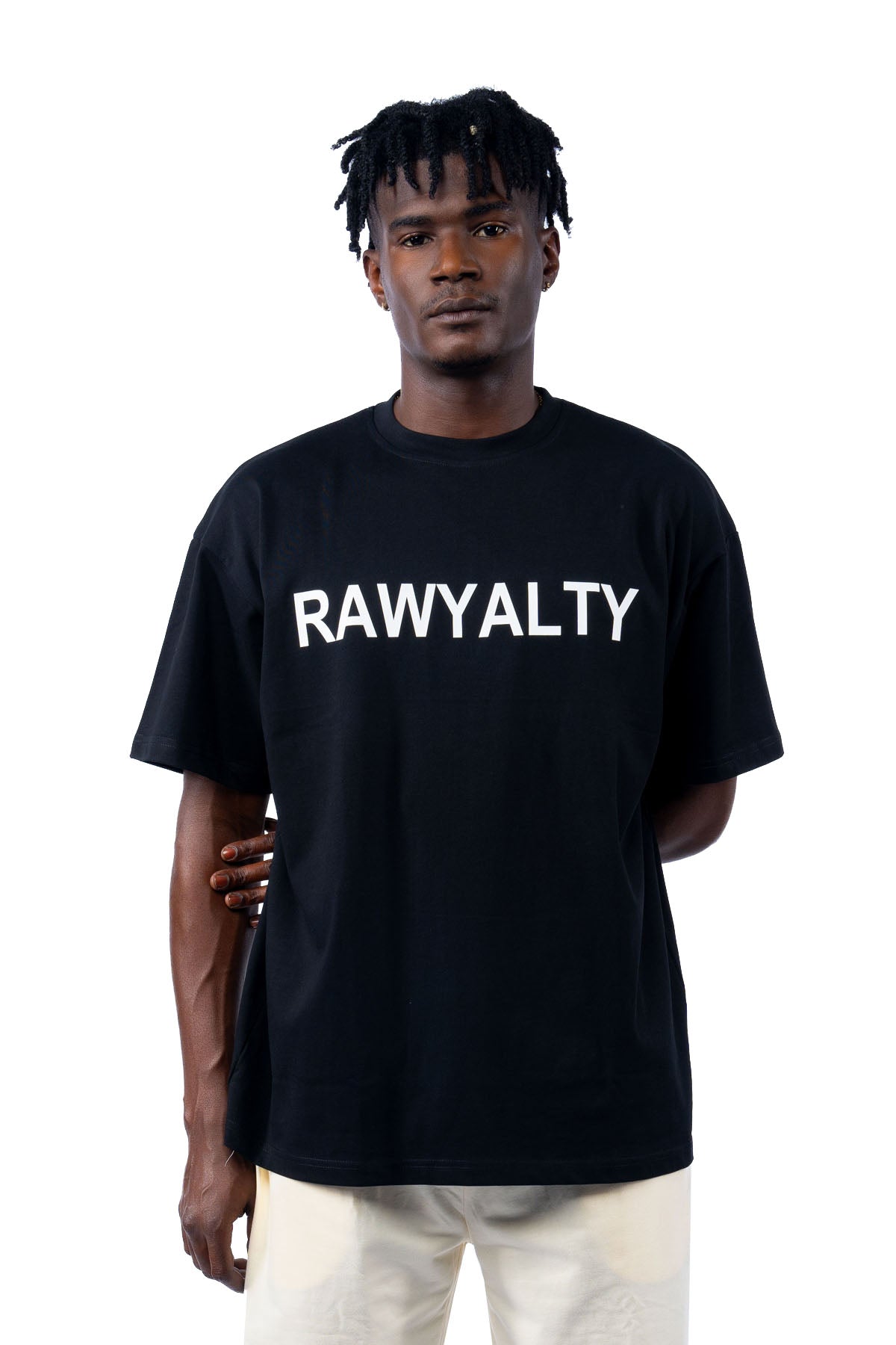 Men 007 RAWYALTY White Rubberized Oversize T-Shirt