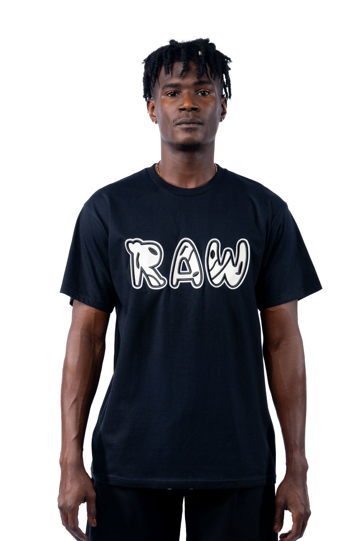 Men 003 RAW Black/White 3D Embroidery T-Shirt