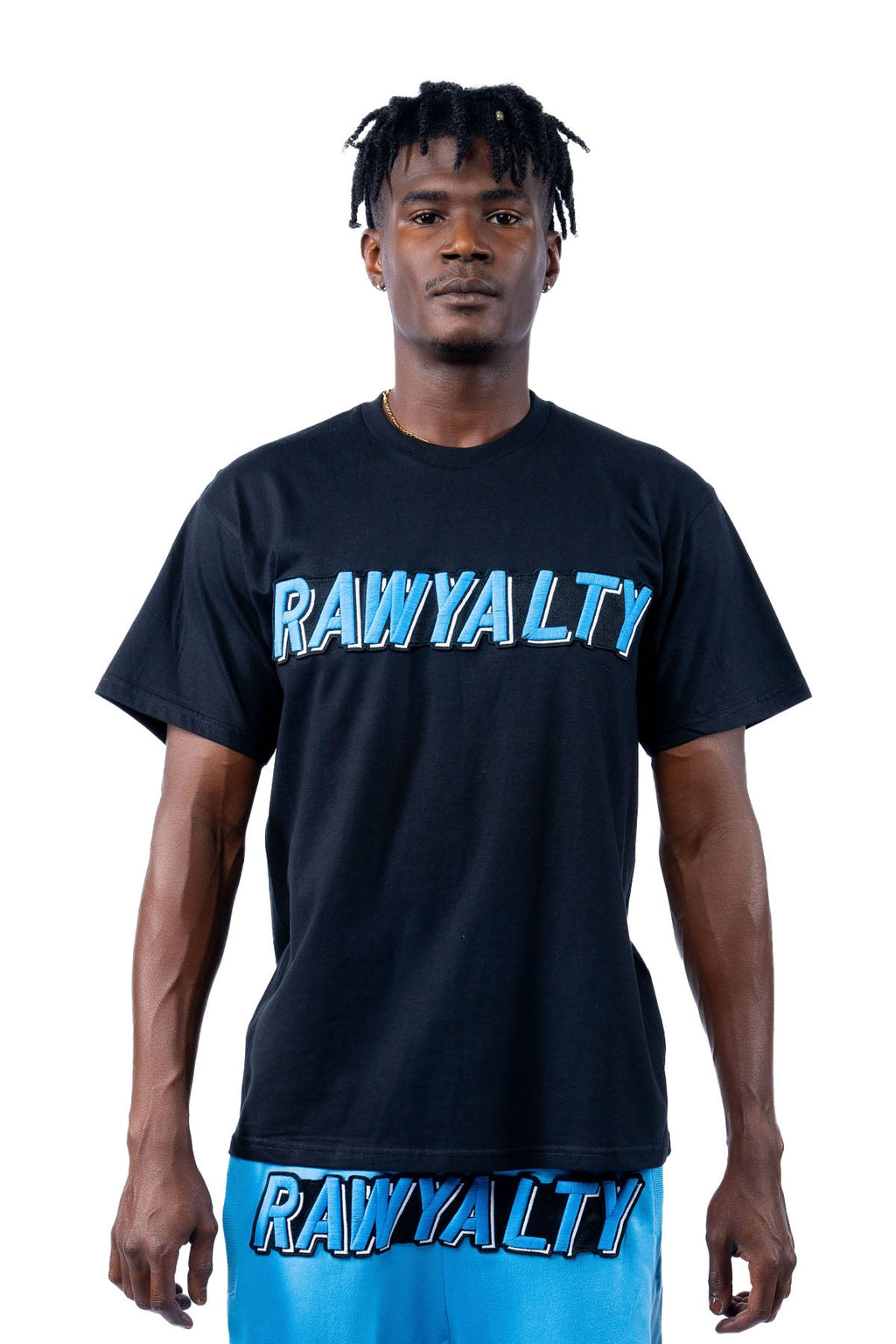 Men 004 RAWYALTY Carolina Blue 3D Embroidery T-Shirt