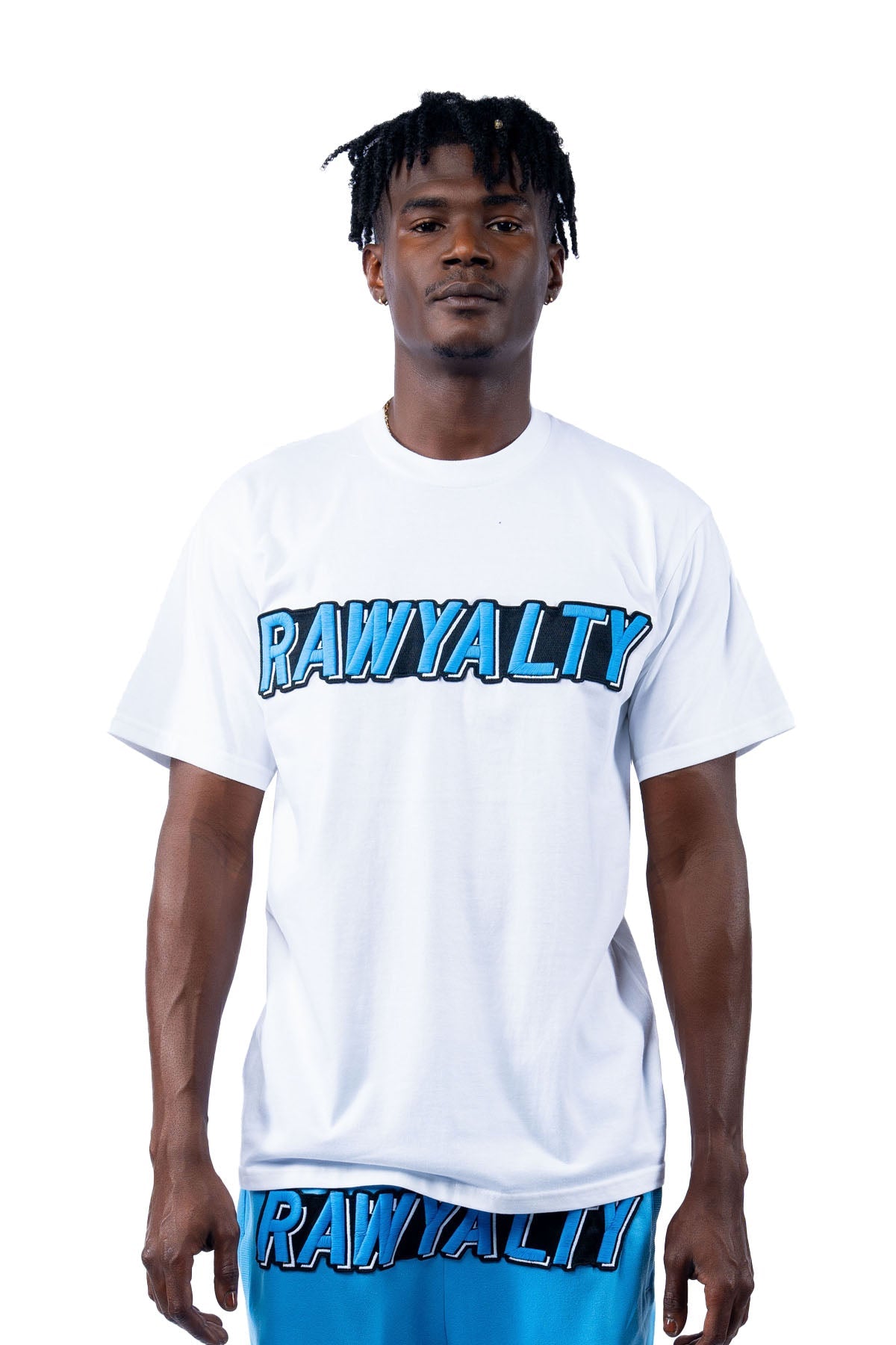 Men 004 RAWYALTY Carolina Blue 3D Embroidery T-Shirt