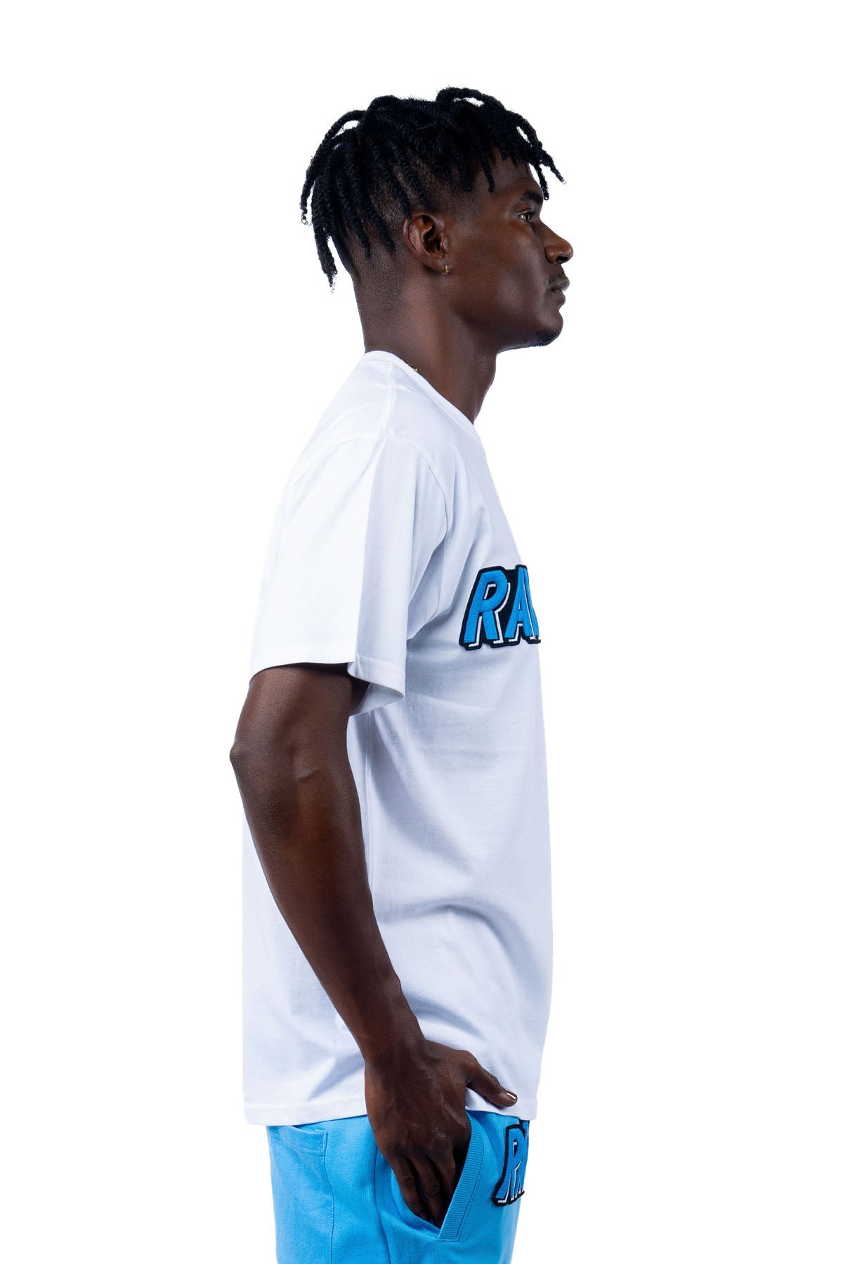 Men 004 RAWYALTY Carolina Blue 3D Embroidery T-Shirt