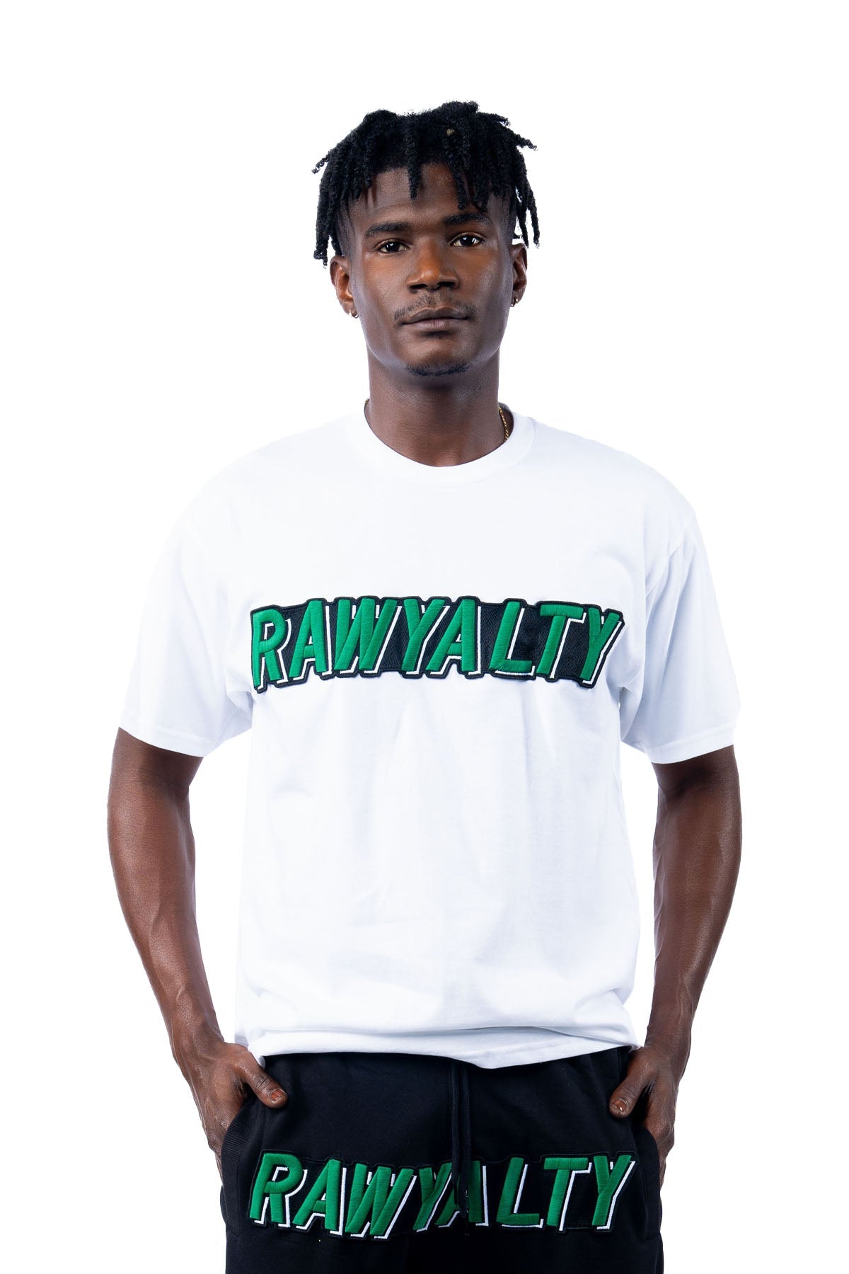 Men 004 RAWYALTY Green 3D Embroidery T-Shirt