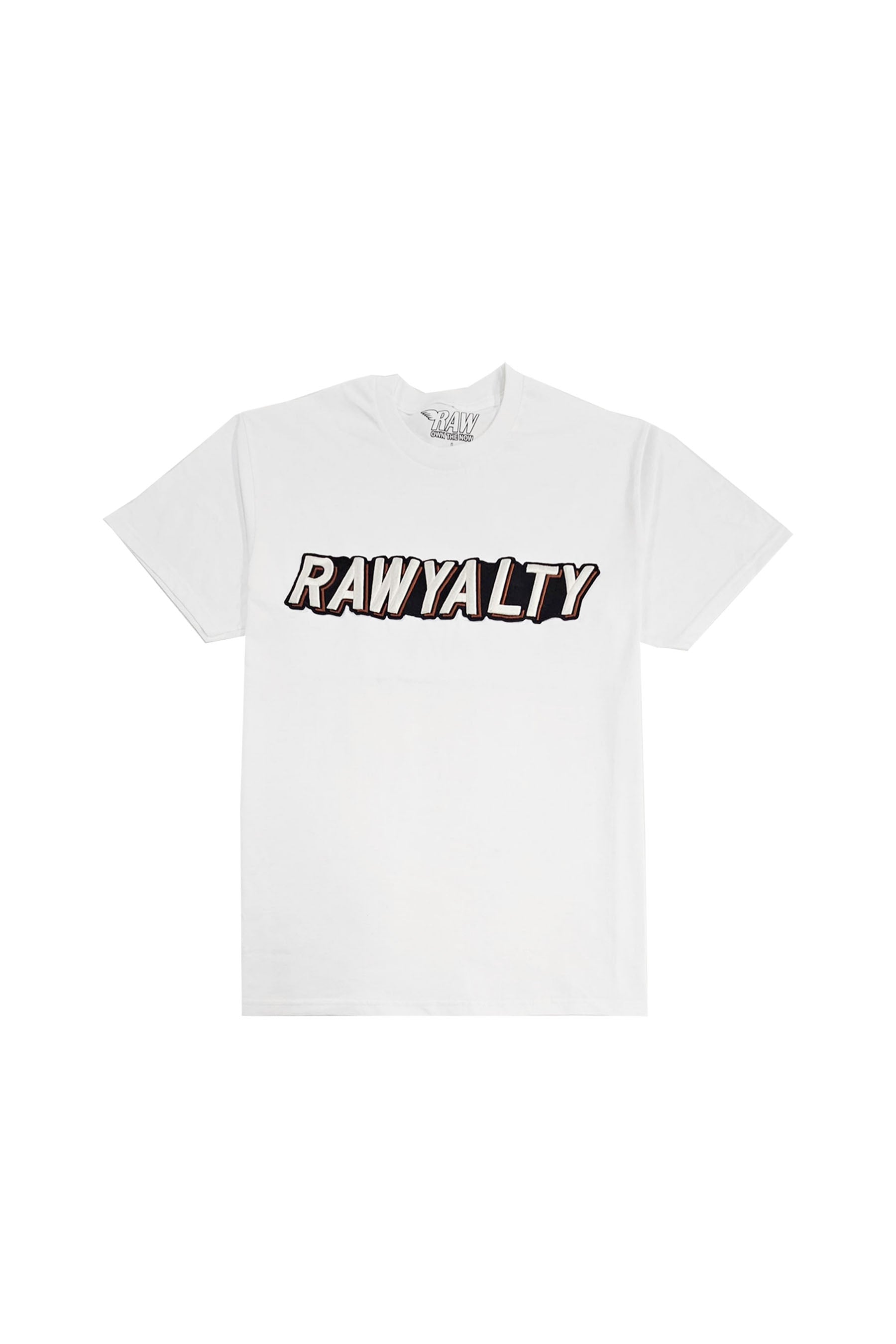 Men 004 RAWYALTY White 3D Embroidery T-Shirt
