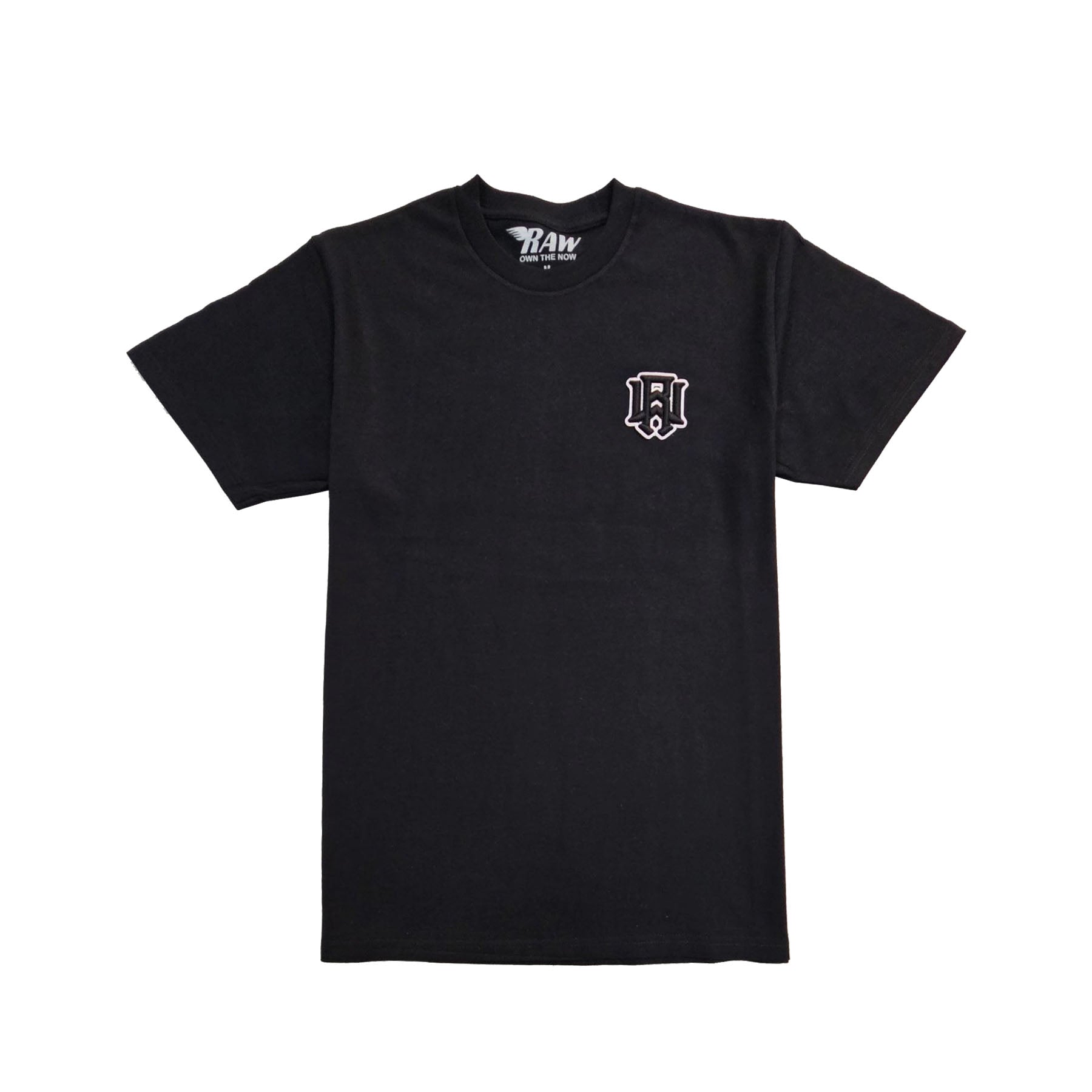 Men 3D Stitch Logo Black Embroidery Crew Neck T-Shirt