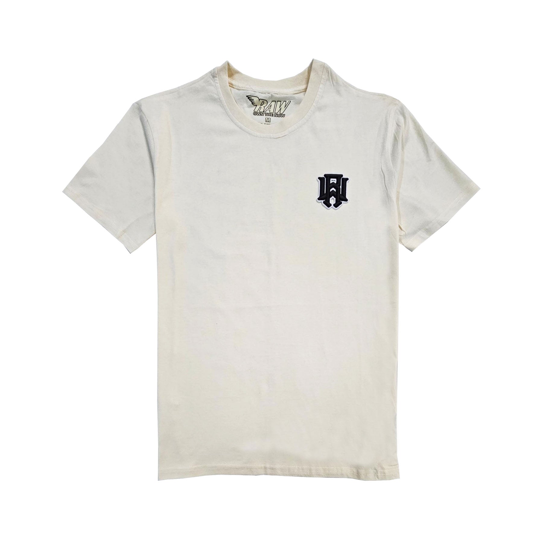 Men 3D Stitch Logo Black Embroidery Crew Neck T-Shirt