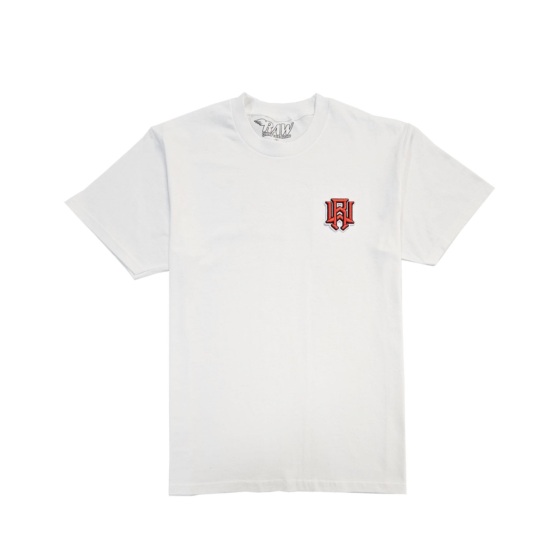 Men 3D Stitch Logo Red Embroidery Crew Neck T-Shirt