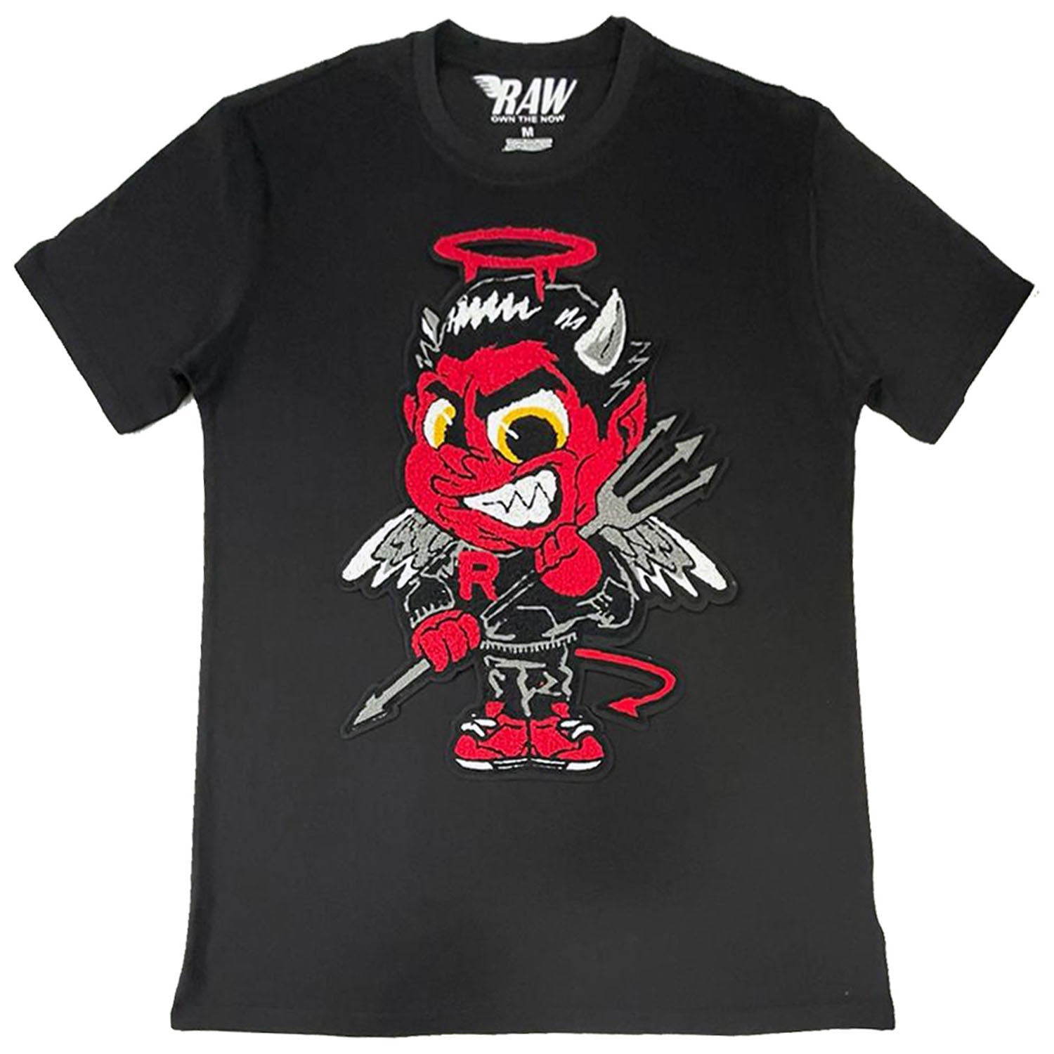 Men Baby Devil Chenille Crew Neck T-Shirt