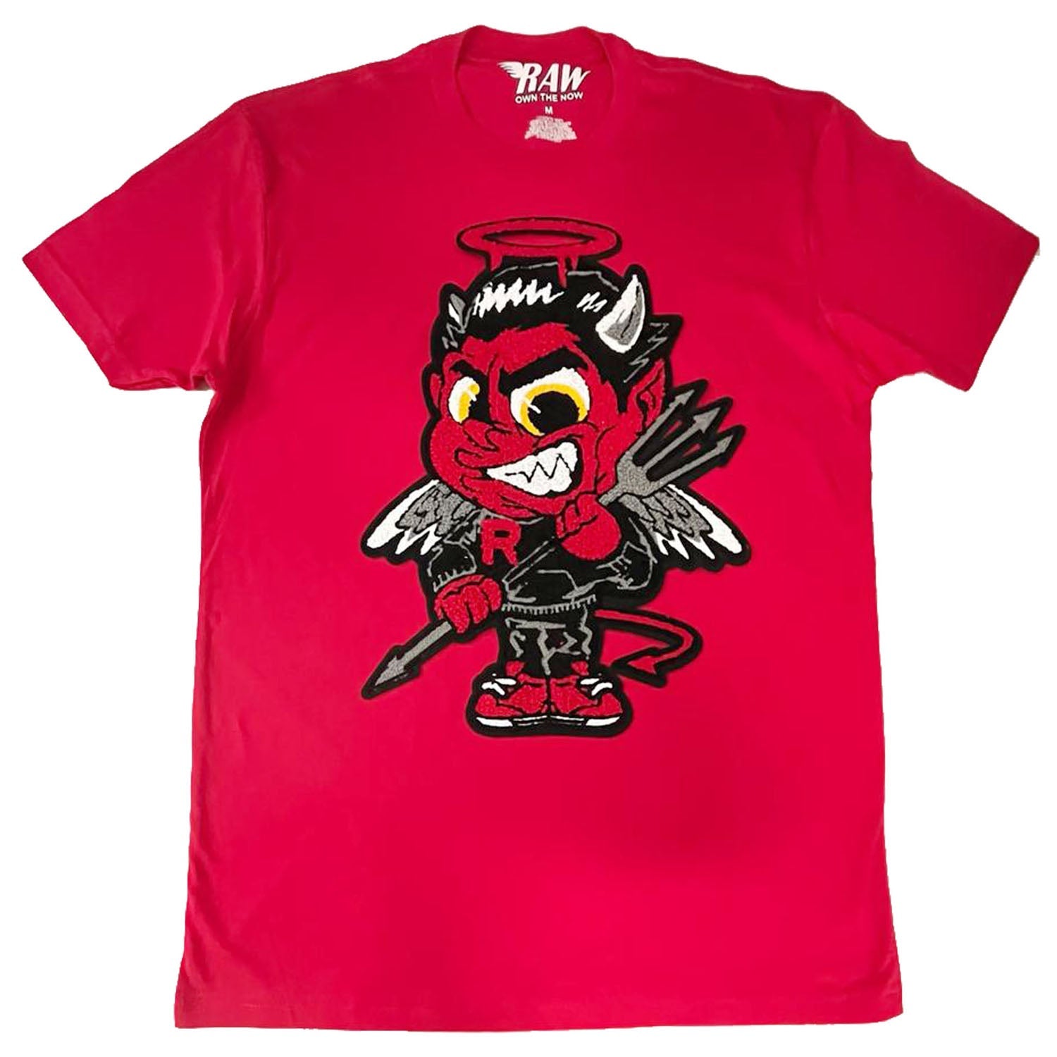 Men Baby Devil Chenille Crew Neck T-Shirt