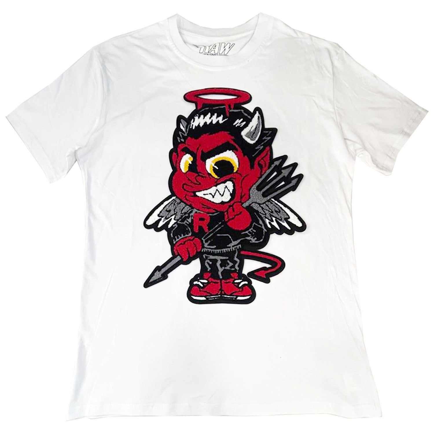 Men Baby Devil Chenille Crew Neck T-Shirt