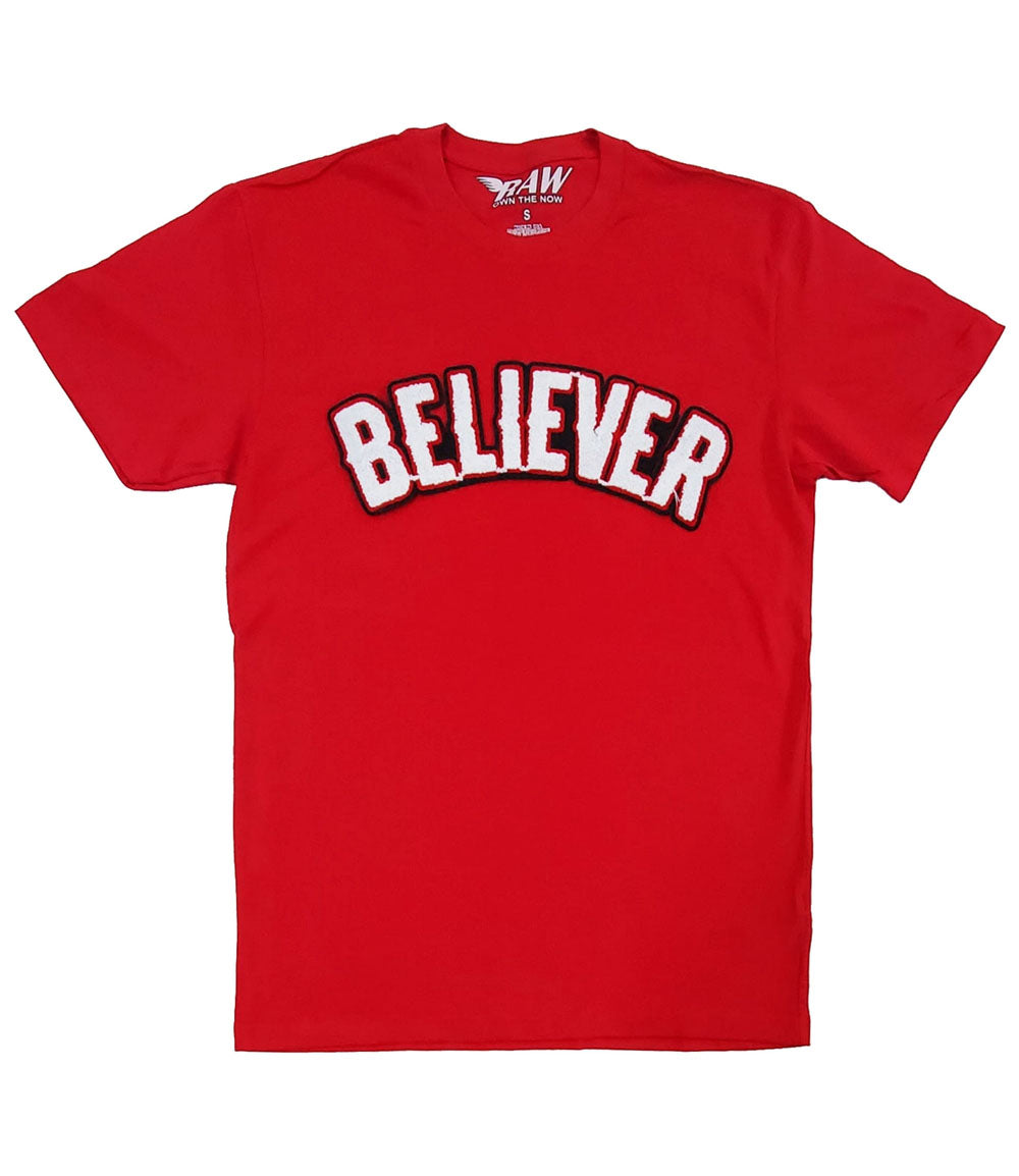 Men BELIEVER Chenille Crew Neck - Red