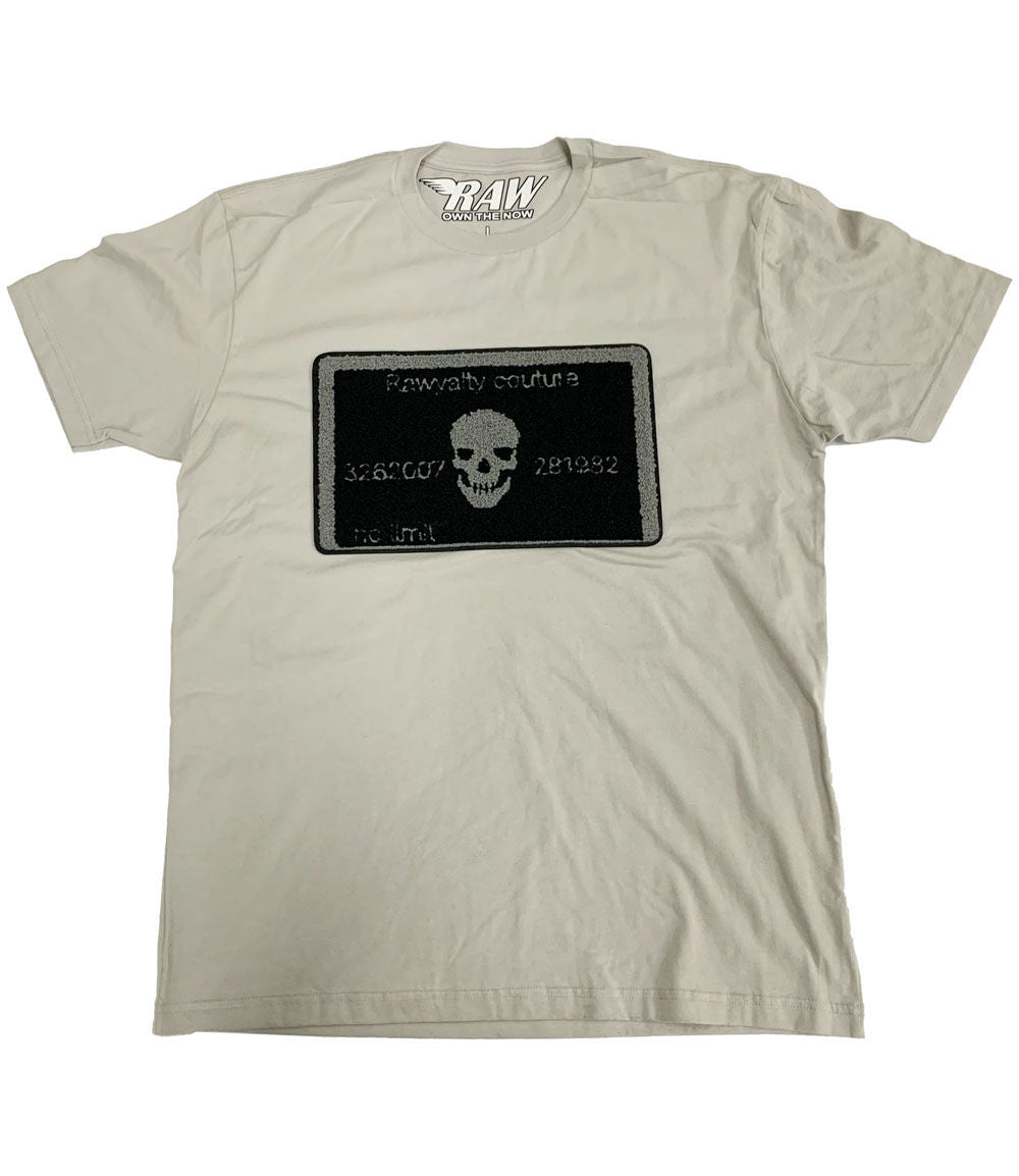 Men Black Card Chenille Crew Neck - Light Grey